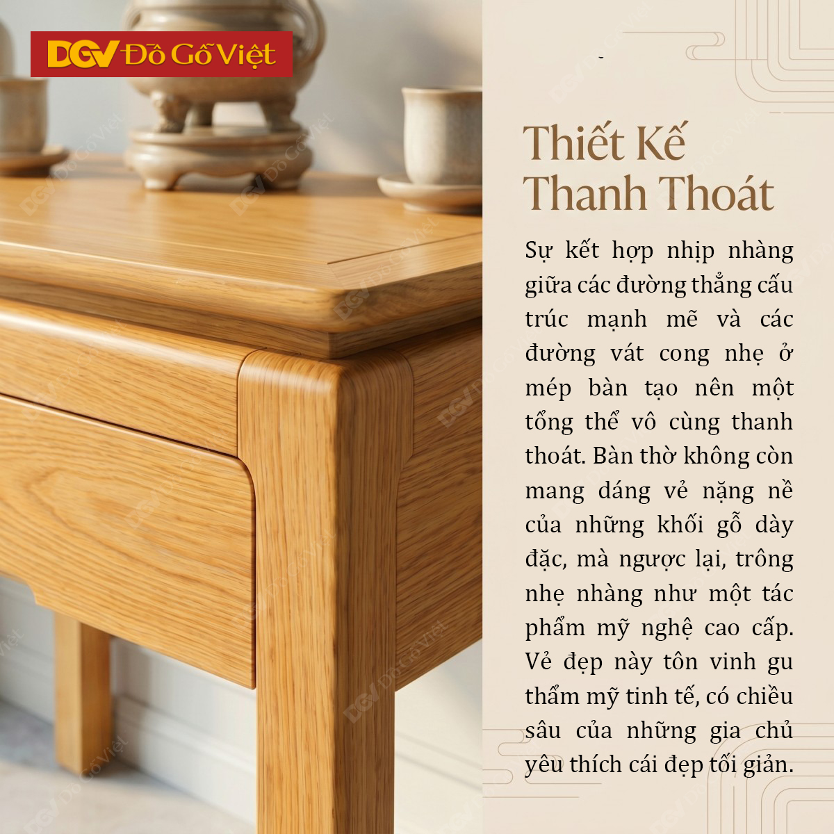 Bàn Thờ Tối Giản Hiện Đại Sồi Mỹ Thiết Kế Ngăn Kéo Rộng Rãi
