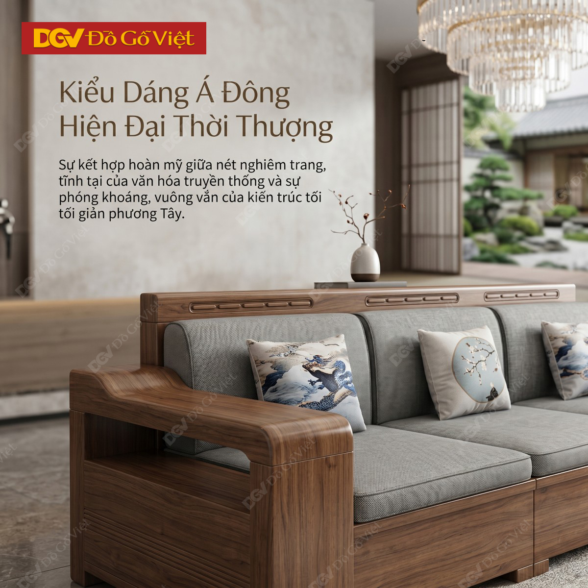 Bộ Sofa Phòng Khách Gỗ Óc Chó Tay Hộp Dày Kiểu Dáng Bề Thế