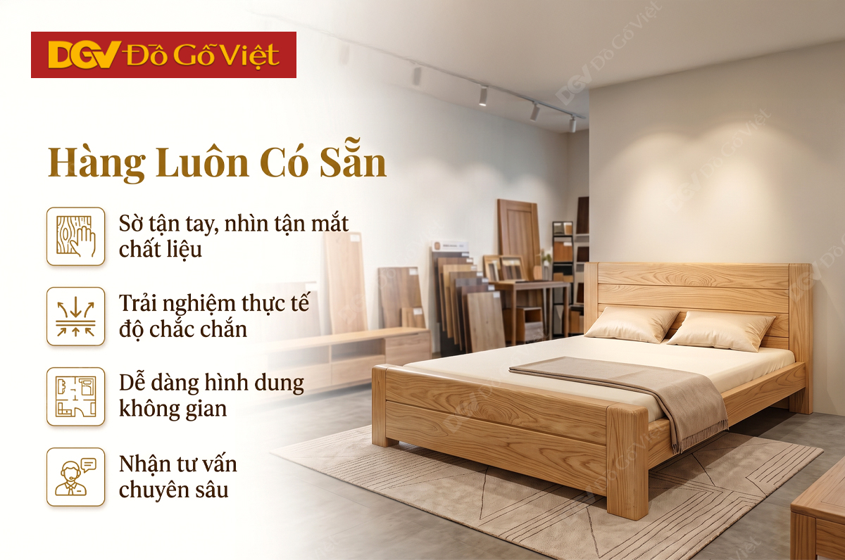 Giường Ngủ Gỗ Sồi Mỹ Kẻ Rãnh Hiện Đại Đẹp Giá Siêu Rẻ