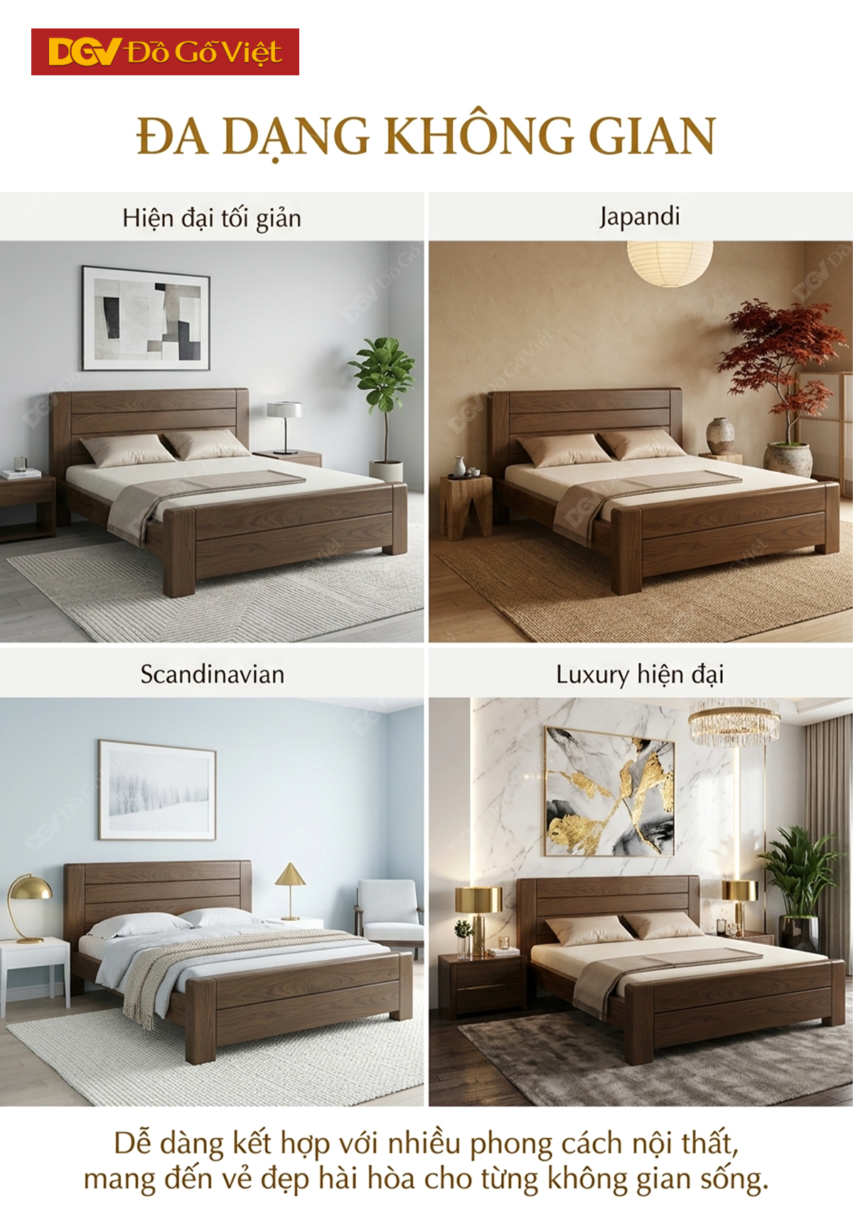 Giường Ngủ Gỗ Sồi Mỹ Kẻ Rãnh Hiện Đại Đẹp Giá Siêu Rẻ