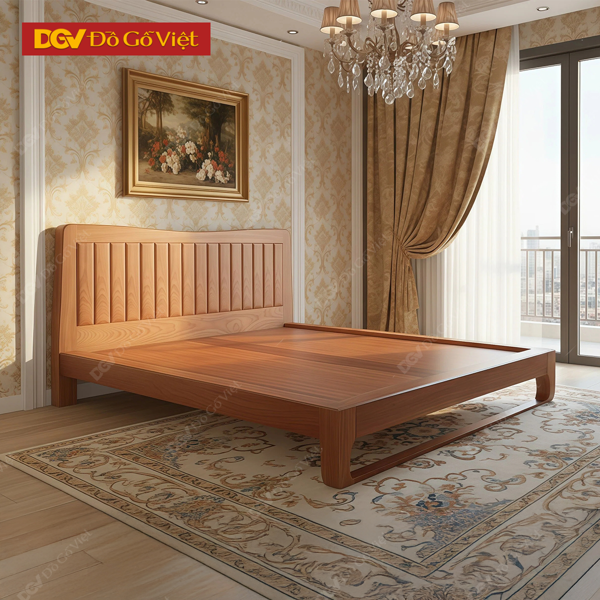 Kiểu Giường Gỗ Hiện Đại Chân Cong Gỗ Xoan Đào Bền Đẹp Giá Rẻ
