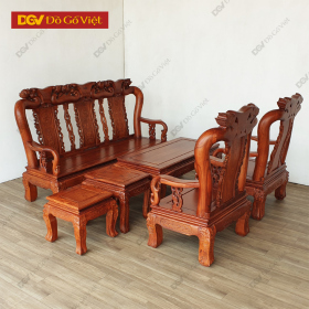 Bàn Ghế Phòng Khách Gỗ Hương Vân Chạm Đào Tay 10 6 Món Đẹp...