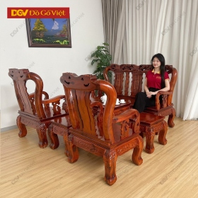 Bàn Ghế Phòng Khách Triện Gỗ Xoan Đào Đẹp Giá Rẻ Tay 10 6 Món