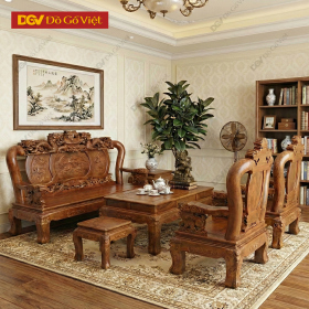 Bàn Ghế Salon Gỗ Hương Chạm Nghê Đỉnh Tay 12
