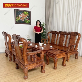 Bàn Ghế Salon Triện Gỗ Cẩm Lai Việt 100% Tay 10 6 Món Cao Cấp