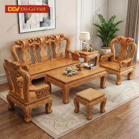 Bộ Bàn Ghế Salon Gỗ Gõ Đỏ Chạm Đào Tay Rồng 12 6 Món