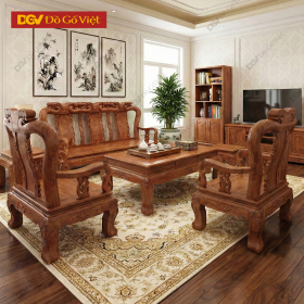 Bộ Bàn Ghế Salon Gỗ Hương Chạm Tứ Quý Tay 10 6 Món