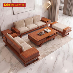 Bộ Sofa 2 Văng Gỗ Hương Đá Phong Cách Tối Giản Kiểu Japandi