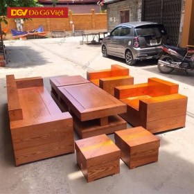 Bộ Sofa Gỗ Sồi Đối Hộp Trơn Hiện Đại Đẹp Giá Rẻ Mới 2026