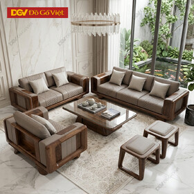 Bộ Sofa Kiểu 2 Văng Chân Thấp Hiện Đại Phối Bọc Nệm Họa Tiết