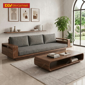 Bộ Sofa Phòng Khách Gỗ Óc Chó Dáng Bề Thế Chân Bệt Vững Chãi