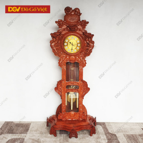 Đồng Hồ Đứng Bằng Gỗ Hương Đá Chạm Nghê Đỉnh Đẹp Giá Rẻ