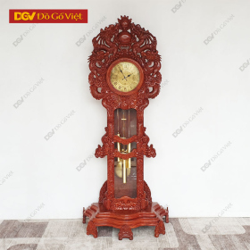 Đồng Hồ Đứng Quả Lắc Gỗ Hương Đá Chạm Tứ Linh Đẹp Giá Rẻ