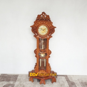 Đồng Hồ Quả Lắc Đứng Gỗ Hương Chạm Hoa Tây