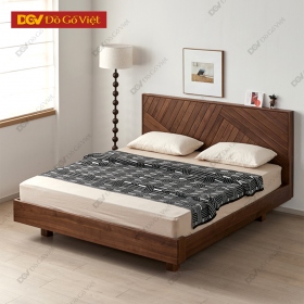Giường Ngủ Gỗ Veneer Óc Chó Họa Tiết Đan Chéo Ấn Tượng