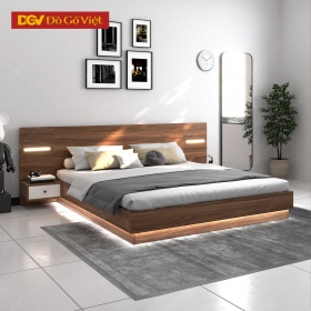 Giường Phòng Ngủ Đẹp Đầu Gỗ Khung Lớn 2 Kệ Đầu Giường