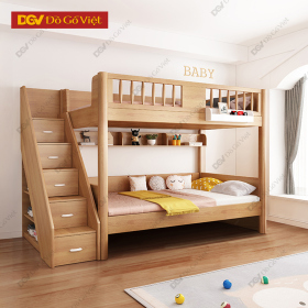 Giường Tầng Đa Năng Gỗ Sồi Kết Hợp Hộc Kệ Thông Minh