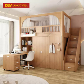 Giường Tầng Trẻ Em Đa Năng Với Bàn Học Và Kệ Sách Hiện Đại
