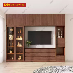 Kệ Tivi Gỗ Công Nghiệp Kết Hợp Tủ Kính Trưng Bày Hiện Đại