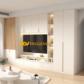 Kệ Tivi Màu Trắng Phong Cách Hiện Đại Đẹp Có Kệ Trang Trí