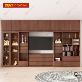 Kệ Tivi MDF Giá Rẻ Kèm Tủ Và Kệ Trang Trí Rộng Rãi