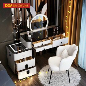 Kiểu Bàn Phấn Thông Minh Gương Tròn Tai Thỏ Đẹp Dễ Thương