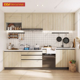Mẫu Bếp Đẹp Hiện Đại Chạy Chỉ Vân Vàng Sồi