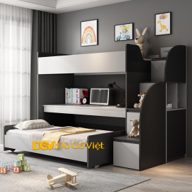 Mẫu Giường Tầng Hiện Đại Khung Gỗ Công Nghiệp Cho Gia Đình