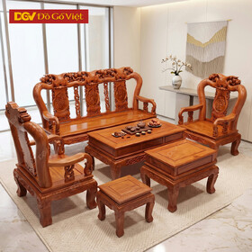 Mẫu Salon Phòng Khách Gỗ Hương Đá Chạm Chim Hoa Tinh Xảo