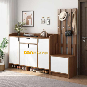 Mẫu Tủ Để Giày Dép Kết Hợp Ghế Ngồi Kèm Móc Treo Áo Đẹp