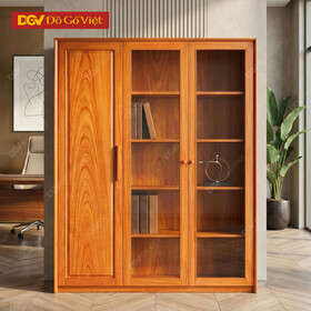Mẫu Tủ Hồ Sơ Gõ Đỏ Thiết Kế Cánh Kính Khung Tủ Vát Đẹp...