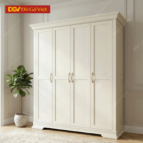 Mẫu Tủ Quần Áo Tân Cổ Điển Gỗ Sồi Mỹ 4 Cánh Phối Chân Bệt