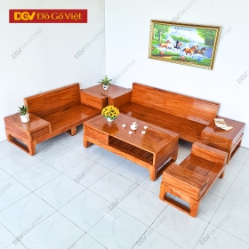 Sofa Gỗ Hương Đá Hiện Đại 2 Văng Chân Quỳ Đẹp Giá Rẻ