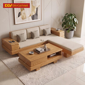 Sofa Góc L Gỗ Sồi Mỹ 100% Tay Vuông Hiện Đại Đẹp Mới 2026