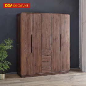 Tủ Áo 5 Cánh Gỗ Sồi Mỹ Màu Óc Chó Đẹp Có Hộc Kéo Giá Tốt