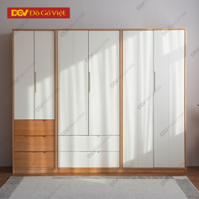 Tủ Áo Cao Cấp Loại 6 Cánh Mở Màu Sồi Phối Trắng Đẹp Giá...