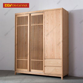 Tủ Áo Quần Cửa Lùa Kết Hợp Cửa Mở Kiểu Bắc Âu Veneer Sồi