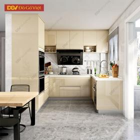 Tủ Bếp Gỗ Đẹp Hiện Đại Kiểu Chữ U Tiện Lợi