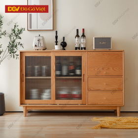 Tủ Chén Bát Gỗ Sồi Đẹp Không Gian Lưu Trữ Rộng Rãi