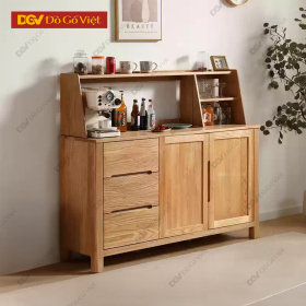 Tủ Chén Bát Màu Sồi Tự Nhiên Kết Hợp Kệ Đựng Đồ Tiện Ích