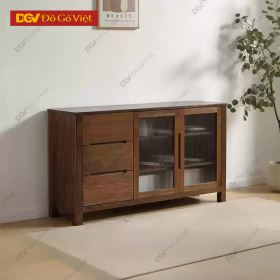 Tủ Chén Gỗ Sồi Kết Hợp Kệ Đựng Đồ Đa Năng Màu Óc Chó