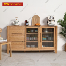 Tủ Để Chén Bát Và Đồ Dùng Nhà Bếp Gỗ Tự Nhiên Vân Sồi Đẹp
