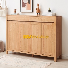 Tủ Giày Cánh Mở Gỗ Gỗ Tự Nhiên Vân Sồi Mẫu Chân Trụ Đẹp