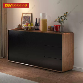 Tủ Mini Gỗ Sồi Để Đồ Dùng Nhà Bếp Màu Nâu Phối Đen Hiện Đại