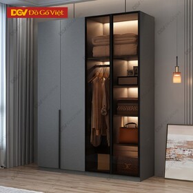 Tủ Quần Áo Gỗ Cánh Kính Khung Nhôm Bo Viền Cường Lực Bền Bỉ