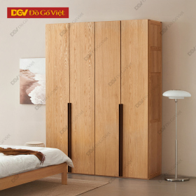 Tủ Quần Áo Veneer Sồi 4 Cánh Mở Có Ngăn Chứa Đồ Đa Dạng