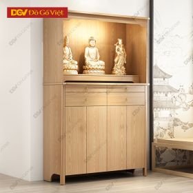 Tủ Thờ 4 Cánh Mở Lớn Gỗ Tự Nhiên Màu Vàng Sồi Hiện Đại